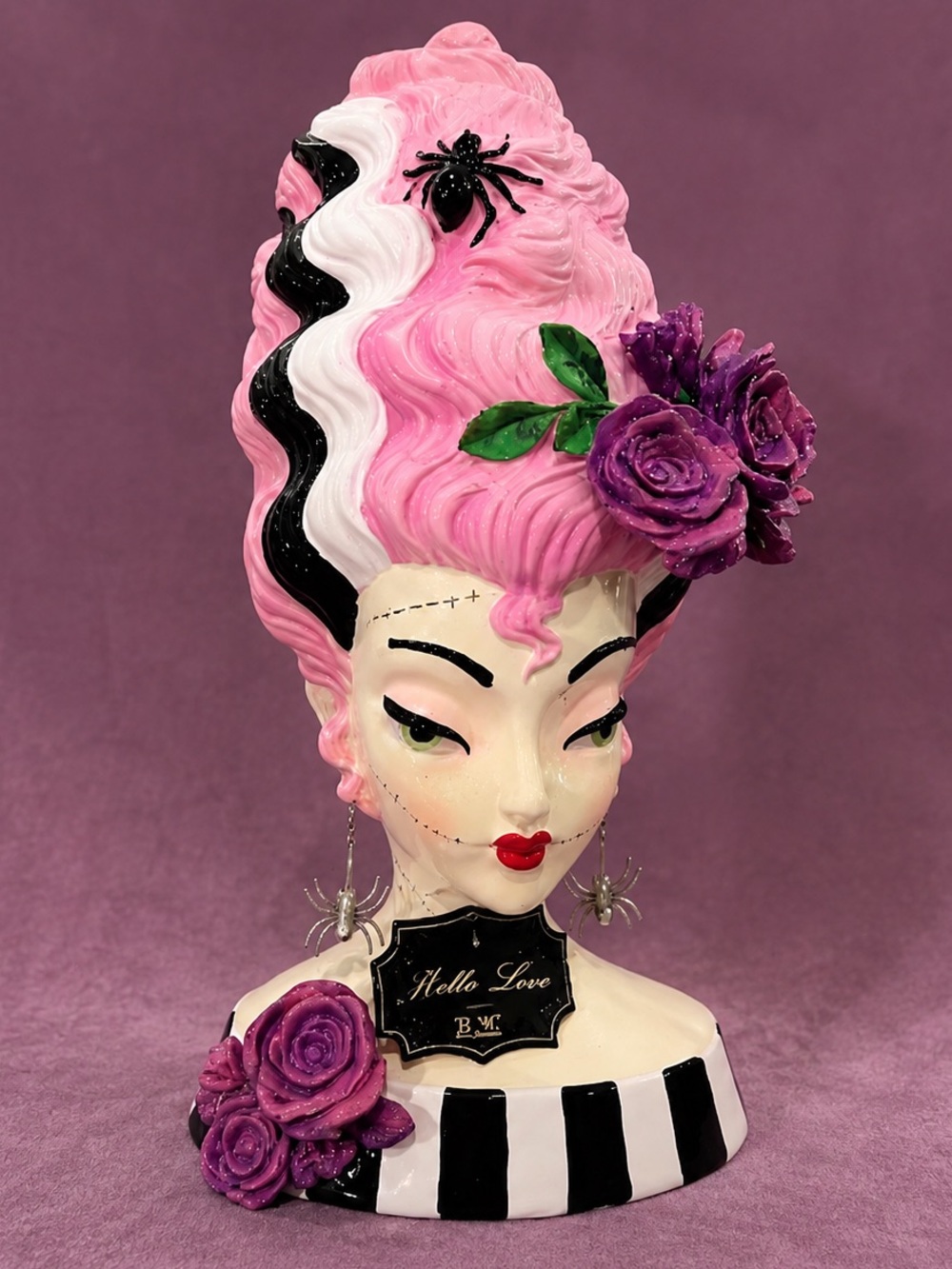 Bella Lux Bride of Frankenstein Bust Halloween Decor Gothic Statue Viral